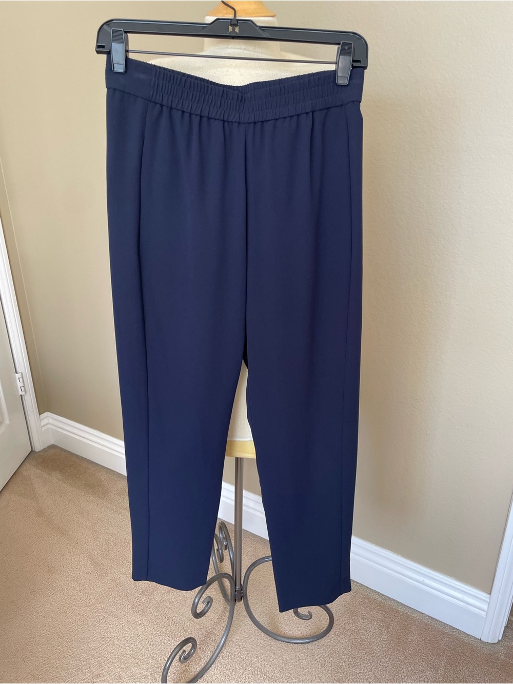 Theory Navy Elastic-Waist Trousers